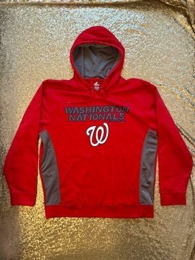 MLB Washington Nationals Men's Large Red Pullover Hoodie Baseball Sweatshirt